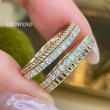 Load image into Gallery viewer, LUOWEND 18K White/Yellow Gold Fine Jewelry Real Natural Diamond Ring for Women
