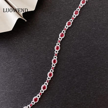 Load image into Gallery viewer, LUOWEND 18K White Gold Natural Diamond and Ruby Bracelet for Women

