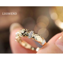 Load image into Gallery viewer, LUOWEND 18K White or Yellow Gold Real Natural Diamond Ring for Women
