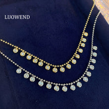 Load image into Gallery viewer, LUOWEND 18K Yellow Gold Natural Diamond Necklace for Women
