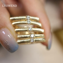 Load image into Gallery viewer, LUOWEND 18K Yellow Gold Real Natural Diamond Ring for Women
