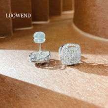 Load image into Gallery viewer, LUOWEND 18K White Gold Natural Diamond Earrings for Women
