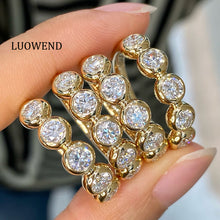 Load image into Gallery viewer, LUOWEND 18K Yellow Gold Fine Jewelry Real Natural Diamond Ring for Women
