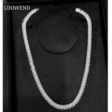 Load image into Gallery viewer, LUOWEND 18K White Gold Real Natural Diamond Chain Necklace for Women
