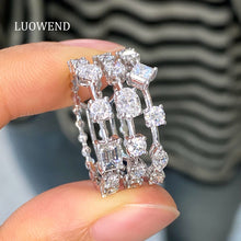 Load image into Gallery viewer, LUOWEND 18K White Gold Fine Jewelry Real Natural Diamond Ring for Women
