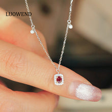 Load image into Gallery viewer, LUOWEND 18K White Gold Natural Ruby Necklace for Women
