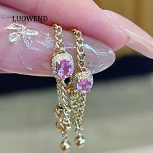Load image into Gallery viewer, LUOWEND 18K Yellow Gold Natural Pink Sapphire Ring for Women
