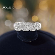 Load image into Gallery viewer, LUOWEND 18K White Gold Real Natural Diamond Ring for Women
