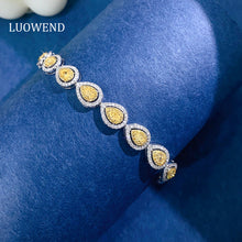 Load image into Gallery viewer, LUOWEND 18K White Gold Real Natural Yellow Diamond Bracelet for Women
