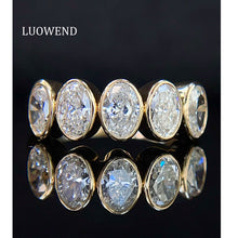 Load image into Gallery viewer, LUOWEND 18K Yellow Gold Fine Jewelry Real Natural Diamond Ring for Women
