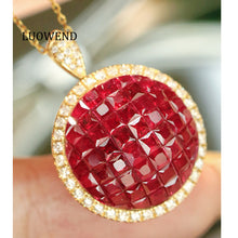 Load image into Gallery viewer, LUOWEND 18K Yellow Gold Natural Ruby Necklace for Women
