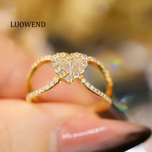 Load image into Gallery viewer, LUOWEND 18K Yellow Gold Real Natural Diamond Ring for Women

