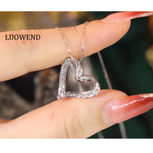 Load image into Gallery viewer, LUOWEND 18K White Gold Real Natural Diamond Pendant Necklace for Women

