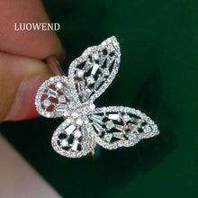 Load image into Gallery viewer, LUOWEND 18K White Gold Natural Diamond Ring for Women
