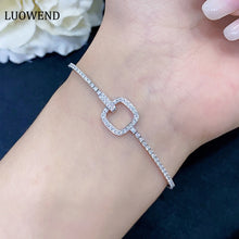 Load image into Gallery viewer, LUOWEND 18K White Gold Real Natural Diamond Bracelet for Women
