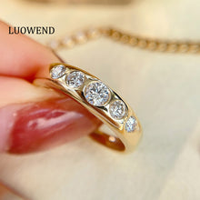 Load image into Gallery viewer, LUOWEND 18K Yellow Gold Fine Jewelry Real Natural Diamond Ring for Women
