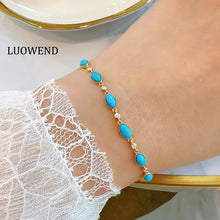 Load image into Gallery viewer, LUOWEND 18K Yellow Gold Natural Gemstone Bracelet for Women
