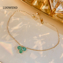 Load image into Gallery viewer, LUOWEND 18K Yellow Gold Fine Jewelry Real Natural Emerald Bracelet for Women
