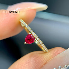 Load image into Gallery viewer, LUOWEND 18K Yellow Gold Natural Ruby Ring for Women
