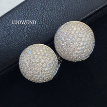 Load image into Gallery viewer, LUOWEND 18K White Gold Fine Jewelry Real Natural Diamond Hoop Earrings for Women
