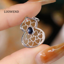 Load image into Gallery viewer, LUOWEND 18K White Gold Real Natural Sapphire and Diamond Necklace for Women
