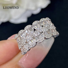Load image into Gallery viewer, LUOWEND 18K White Gold Real Natural Diamond Ring for Women
