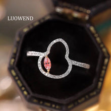 Load image into Gallery viewer, LUOWEND 18K White Gold Real Natural Pink Diamond Ring for Women
