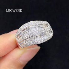 Load image into Gallery viewer, LUOWEND 18K White Gold Natural Diamond Ring for Women
