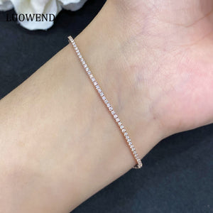 LUOWEND 18K Rose Gold Real Natural Diamond Bracelet for Women