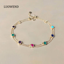 Load image into Gallery viewer, LUOWEND 18K Yellow Gold Natural Gemstone Bracelet for Women
