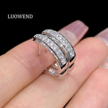 Load image into Gallery viewer, LUOWEND 18K White Gold Natural Diamond Earrings for Women
