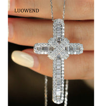 Load image into Gallery viewer, LUOWEND 18K White Gold Natural Diamond Necklace for Women
