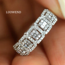 Load image into Gallery viewer, LUOWEND 18K White Gold Natural Diamond Ring for Women

