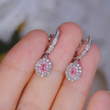 Load image into Gallery viewer, LUOWEND 18K White Gold Real Natural Pink Diamond Earrings for Women
