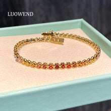 Load image into Gallery viewer, LUOWEND 18K Yellow Gold Natural Color Sapphire Ring for Women
