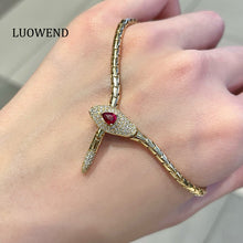 Load image into Gallery viewer, LUOWEND 18K Yellow Gold Natural Ruby Necklace for Women
