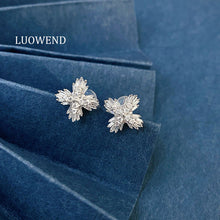 Load image into Gallery viewer, LUOWEND 18K White Gold Natural Diamond Earrings for Women
