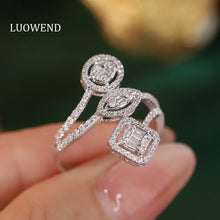 Load image into Gallery viewer, LUOWEND 18K White Gold Real Natural Diamond Ring for Women
