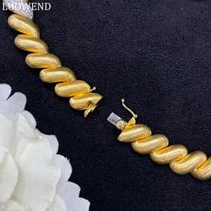 LUOWEND 18K White and Yellow Gold Real Natural Diamond Necklace for Women