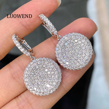 Load image into Gallery viewer, LUOWEND 18K White Gold Fine Jewelry Real Natural Diamond Earrings for Women
