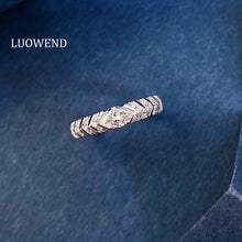 Load image into Gallery viewer, LUOWEND 18K White Gold Natural Diamond Ring for Women
