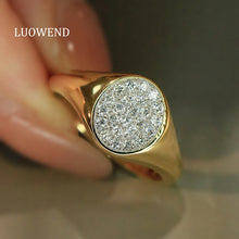Load image into Gallery viewer, LUOWEND 18k Yellow Gold Natural Diamond Ring for Women
