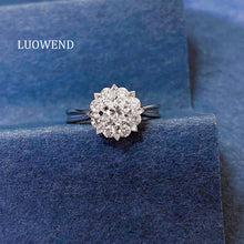 Load image into Gallery viewer, LUOWEND 18K White Gold Natural Diamond Ring for Women
