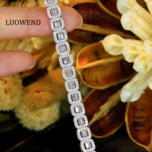 Load image into Gallery viewer, LUOWEND 18K White Gold Fine Jewelry Real Natural Diamond Bracelet for Women
