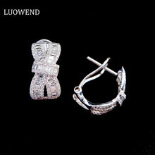 Load image into Gallery viewer, LUOWEND 18K White Gold Real Natural Diamond Hoop Earrings for Women
