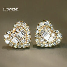 Load image into Gallery viewer, LUOWEND 18K White or Yellow Gold Natural Diamond Earrings for Women
