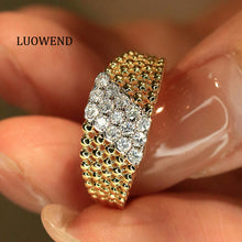 Load image into Gallery viewer, LUOWEND 18K Yellow Gold Natural Diamond Ring for Women
