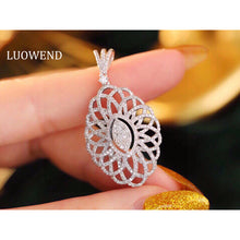 Load image into Gallery viewer, LUOWEND 18K White Gold Real Natural Diamond Pendant Necklace for Women
