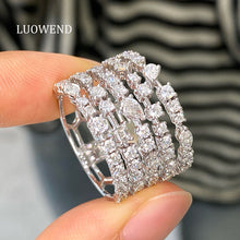 Load image into Gallery viewer, LUOWEND 18K White Gold Fine Jewelry Real Natural Diamond Ring for Women
