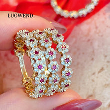 Load image into Gallery viewer, LUOWEND 18K Yellow Gold Fine Jewelry Natural Ruby Ring for Women
